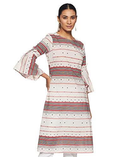 Amazon Brand – Myx Women’s Cotton Regular Kurti (XHOSA-06_Off White_Small) at Sale Price in India
