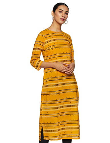 Amazon Brand – Myx Women’s Cotton Regular Kurti (XHOSA-10_Yellow_Small) at Discount Price in India
