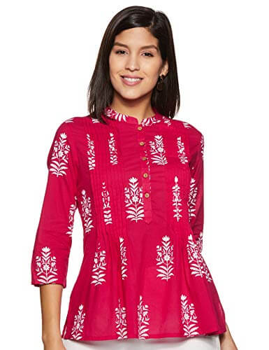 Amazon Brand – Myx Women’s Cotton Screen Print Regular Short Kurti at Cheap Price in India