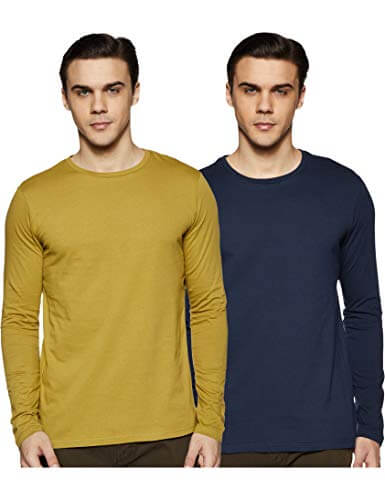 Amazon Brand – Symbol Men’s Solid Regular T-Shirt (SS19TSFSRNPO2-5_Multicolor3 S) at Sale Price in India