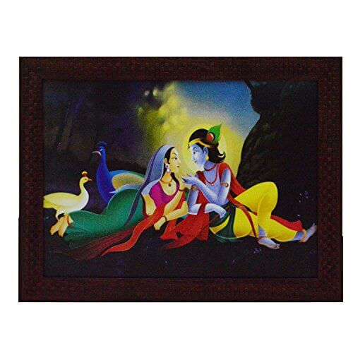 eCraftIndia ‘Radha Krishna Love Scene’ UV Art Painting (Synthetic Wood, 34 cm x 27 cm, Satin Matt Texture) at Discount Price in India