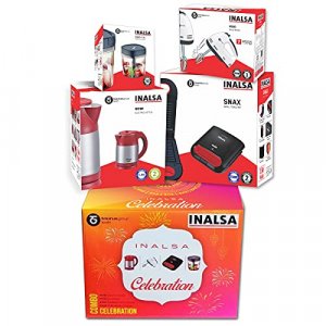 Inalsa Kitchen Essential Celebration Special Combo - Mixo-Hand Mixer, Wow-Electric Kettle, Chop It XL-Mini Chopper, Snax-Sandwich Toaster (Multiple, 1500W) at Sale Price in India