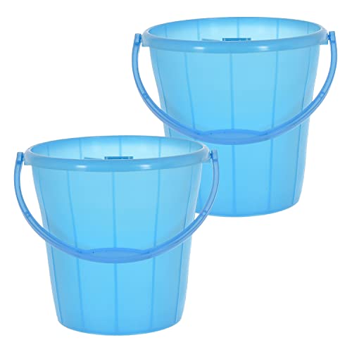 Kuber Industries Plastic Bucket for Home/Kitchen/Office/with Handle & Measuring Scale, 16 Litre Pack of 2 (Blue)-46KM0330 at Sale Price in India