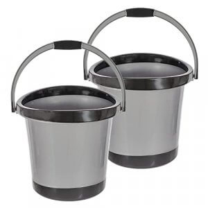 Kuber Industries Plastic Bucket for Home/Kitchen/Office/with Handle, 18 Litre Pack of 2 (Grey)-46KM0364 at Discount Price in India