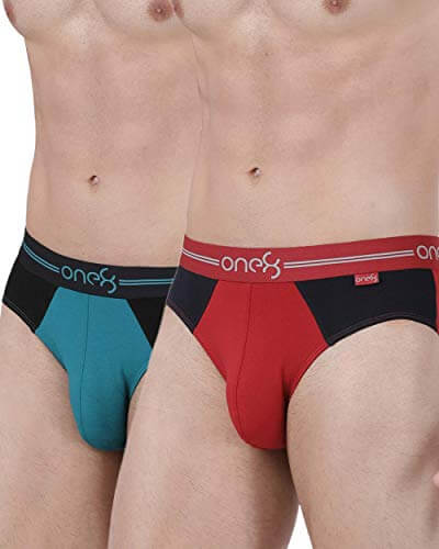 one8 by Virat Kohli Men’s Solid Brief (Pack of 2) (204F_Brick Red/Sea Green_x-Large) at Discount Price in India