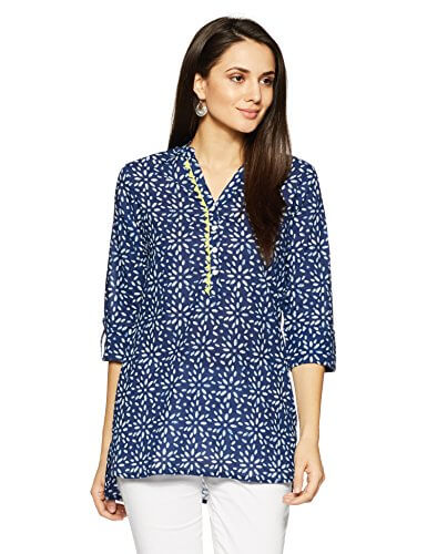 Amazon Brand – Myx Women’s Cotton Straight Kurti (SS17INDNIT12IndigoS) at Discount Price in India