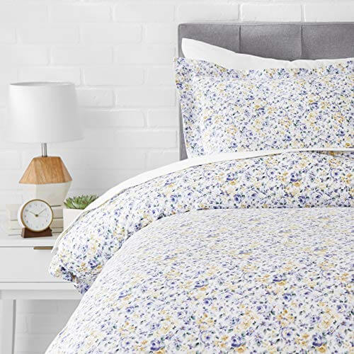 AmazonBasics Microfiber 2-Piece Quilt/Duvet/Comforter Cover Set – Single (66×90-inch), Blue Floral – with pillow cover at Discount Price in India