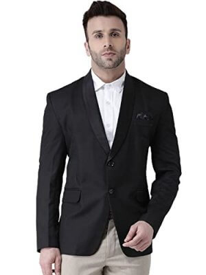 hangup Men's Long Sleeve Casual Blazer Regular fit BlackTuxedo 40_Black at Discount Price in India