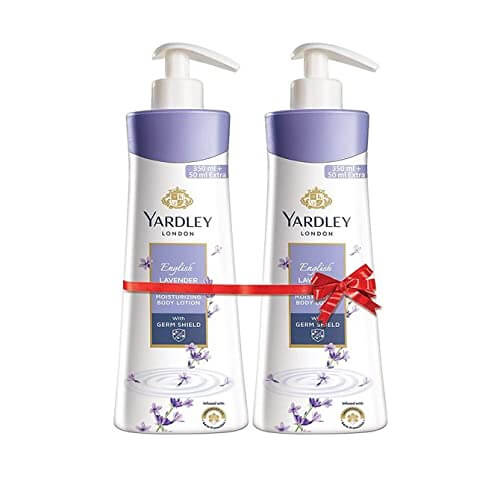 Yardley London English Lavender Moisturizing Body Lotion, Germ shield, 400ml [350ml +50ml free] (Pack of 2) at Discount Price in India