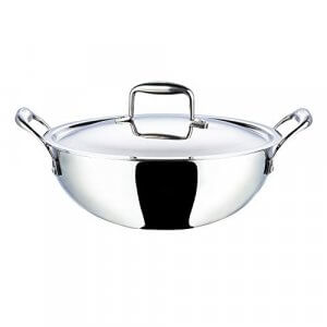 Vinod Stainless Steel Platinum Extra Deep Kadai, 26cm, 4.1 Liter, Silver at Discount Price in India