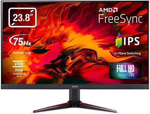 Acer Nitro VG240YB 23.8 inch Full HD IPS Monitor I AMD Radeon Freesync Technology I 1MS VRB I 75Hz Refresh I 2 x HDMI and 1 x VGA Ports at Cheap Price in India