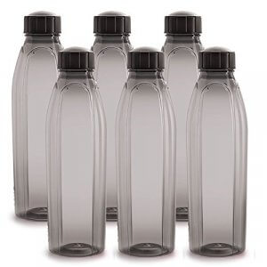 Cello Crystal PET Bottle Set, 1 Litre, Set of 6, Black at Discount Price in India