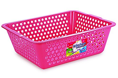 Cello Plastic Kitchen Basket, Jumbo, 62 Liters, Pink at Discount Price in India