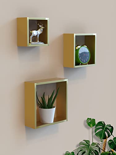 Home Sparkle DIY Cubic Wall Shelves (Gold (Set of 3))