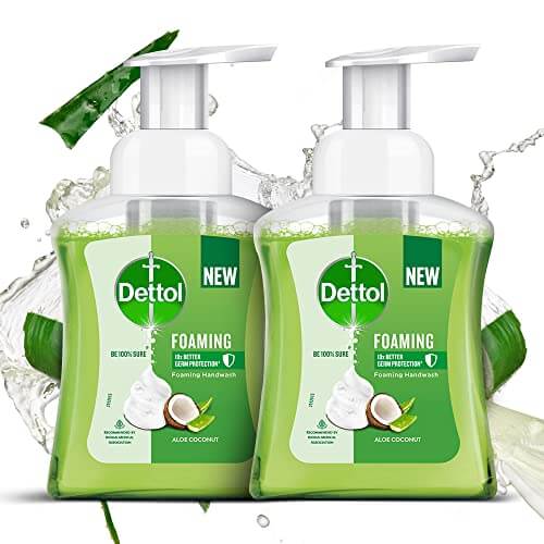 Dettol Foaming Handwash Pump - Aloe Coconut (Pack of 2-250ml each) | Rich Foam | Moisturizing Hand Wash | Soft on Hands
