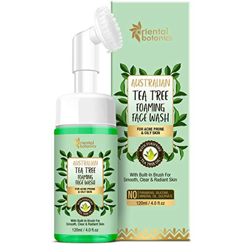 Oriental Botanics Australian Tea Tree Anti-Acne Foaming Face Wash, 120 ml | Infused withTea Tree | Gives Clear Skin & Fights Acne | Cruelty Free & Vegan | Paraben Free