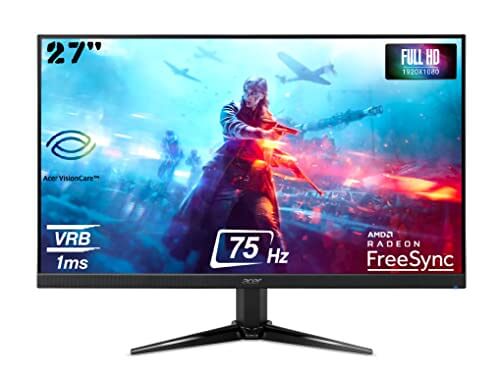 Acer Nitro Qg271 27 Inch (68.58 cm) LCD 1920 x 1080 Pixels Full Hd Gaming Monitor I Va Panel I 1 Ms Response Time I 75 Hz Refresh Rate I 300 Nits I AMD Free Sync I 1 X Vga 2 X Hdmi I (Black)