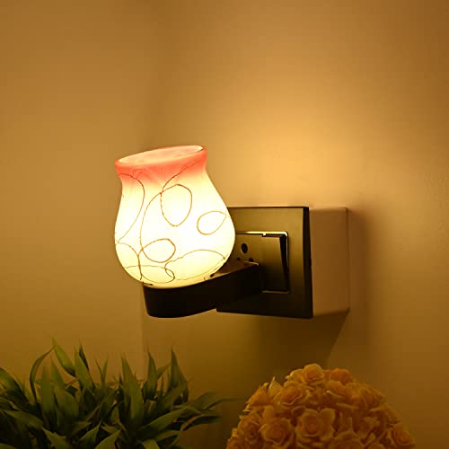 Afast Engraved LED Wall Light/Night Lamp with Decorated Colorful Glass Shade Designer Lighting, Home, Bed Room, Kids Room, Guest Room, Gifts, 7 Watt, Round, Wood, Glass, Brown, Orange,White-A34