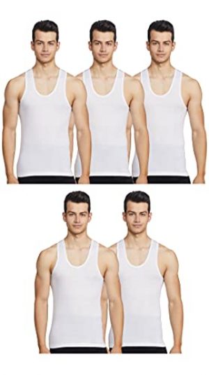 Rupa Jon Men's Pack of 5 (JN Vest RN_White Pack of 5_M)