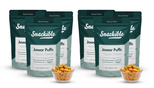 Snackible Nacho Cheese Jowar Puffs (Pack of 6) - 6x35gm | Roasted Jowar | Gluten Free | Rich in Iron