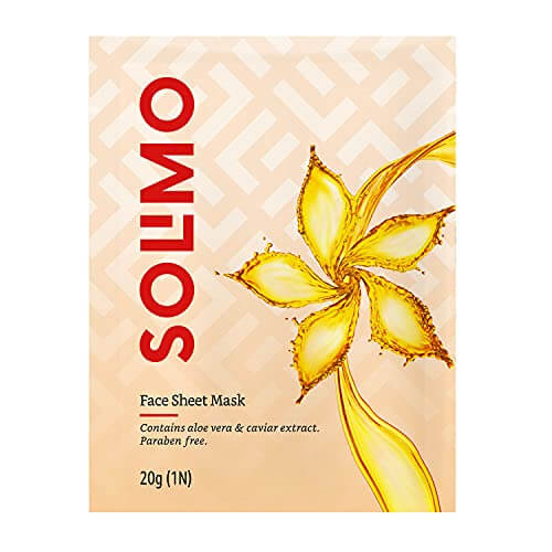 Amazon Brand- Solimo Face Sheet Mask with Aloe vera and Caviar Extract