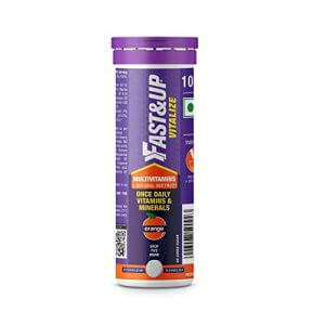 Fast&Up Vitalize - Immunity Essential Multivitamin For Men & Women (10 Effervescent Tablets - Orange Flavor) - 21 Vital Vitamins & Minerals with Vitamin C, D & Zinc For Daily Health & Immunity
