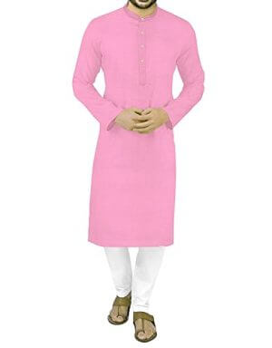 Gauri Laxmi Enterprise GLE® Men's Cotton Blend Kurta Only (Medium, Baby Pink)