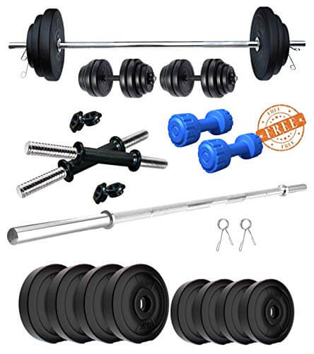 Kore PVC 12 KG Combo 9 WB-Wa with PVC Dumbbells Home Gym Set