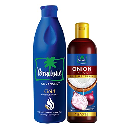 Parachute Advansed Onion Hair Oil, Hair Growth Oil & Reduces hairfall, 200ml & Gold Coconut Hair Oil, For Long, Strong & Gorgeous Hair, 400ml