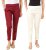 Q-Rious Regular Fit Women’s Cream, Maroon Trousers